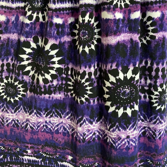 Purple Black & White Sleeveless V Neck Knee Length Dress sz L by IZ Buyer - Picture 4 of 6